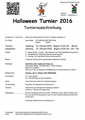 Ausschreibung Halloween Turnier 2016