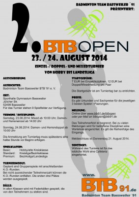 Ausschreibung 2. BTBOpen 2014