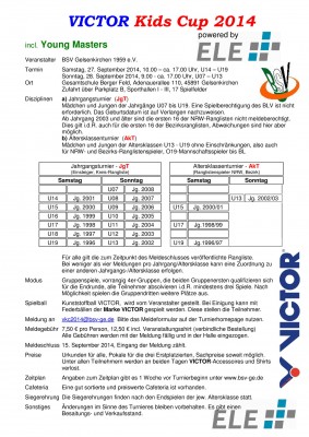 Ausschreibung Victor Kids Cup 2014