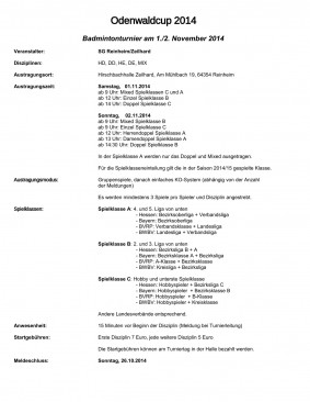 Ausschreibung Odenwaldcup 2014