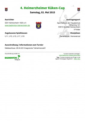 Ausschreibung 4. Heimerzheimer Küken-Cup