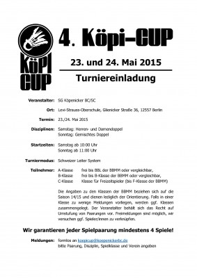 Ausschreibung 4. Köpi-Cup