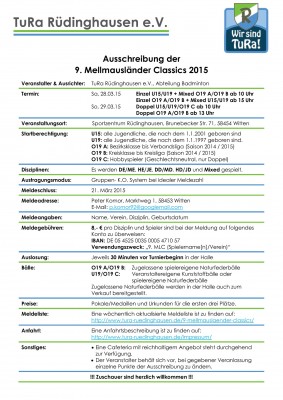 Ausschreibung 9. Mellmausländer Classics 2015