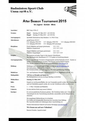 Ausschreibung After Season Tournament 2015