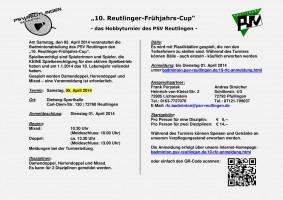 Ausschreibung 10. Reutlinger-Frühjahrs-Cup