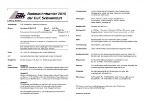 Ausschreibung Badmintonturnier 2015 der DJK Schweinfurt