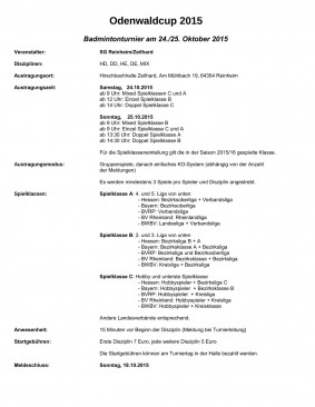 Ausschreibung Odenwaldcup 2015