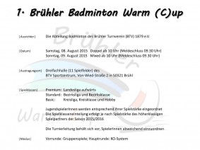 Ausschreibung 1. Brühler Badminton Warm (C)up