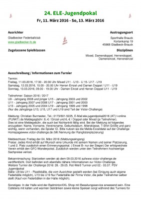 Ausschreibung 24. ELE-Jugendpokal