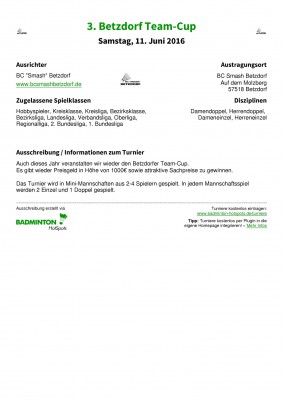 Ausschreibung 3. Betzdorf Team-Cup
