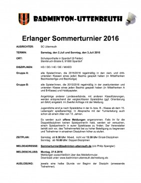 Ausschreibung Erlanger Sommerturnier 2016