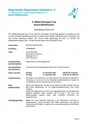 Ausschreibung 2. MiBad Schnuppercup