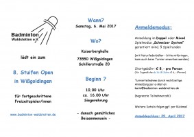 Ausschreibung 8. Stuifen Open