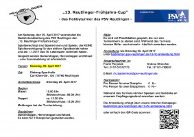 Ausschreibung 13. Reutlinger-Frühjahrs-Cup 2017