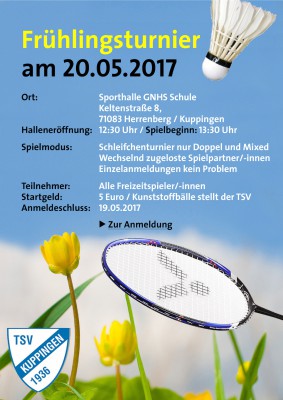 Ausschreibung Frühlingsturnier des TSV Kuppingen