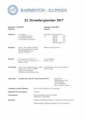 Ausschreibung 22. Strombergturnier 2017