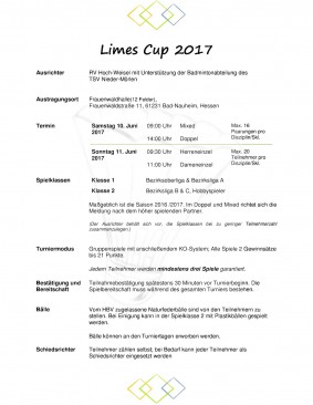 Ausschreibung Limes-Cup 2017