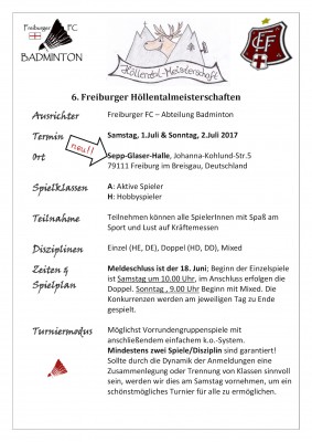 Ausschreibung 6. Freiburger Höllentalmeisterschaften 2017