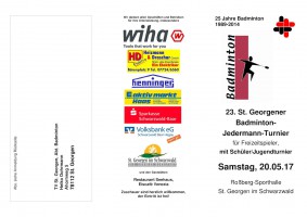 Ausschreibung 23. St. Georgener Badminton-Jedermann-Turnier