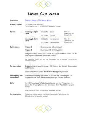 Ausschreibung Limes Cup 2018