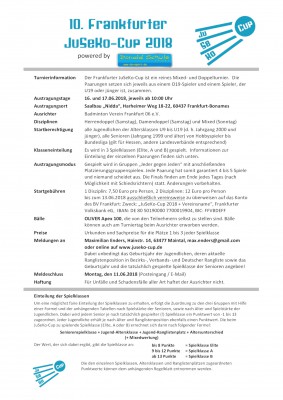 Ausschreibung 10. Frankfurter JuSeKo-Cup 2018 powered by Donald Schulz Sport