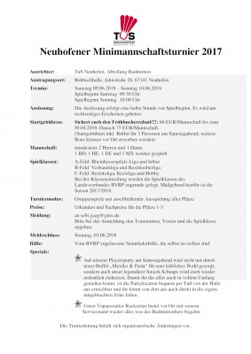 Ausschreibung Neuhofener Minimannschaftsturnier