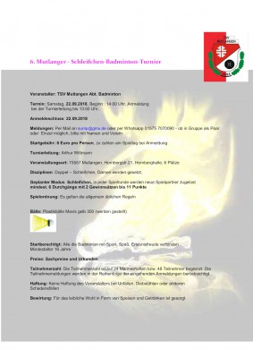Ausschreibung 6. Mutlanger Schleifchen-Badminton-Turnier 2018