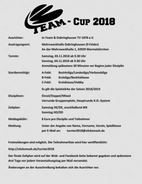 Ausschreibung In-Team-Cup 2018