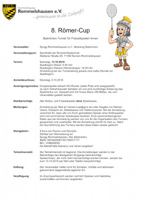 Ausschreibung 8. Römer-Cup 2018