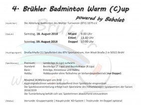 Ausschreibung 4. Brühler Badminton Warm (C)up