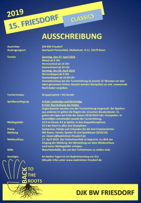 Ausschreibung 15. Friesdorf Classics