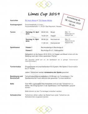 Ausschreibung Limes Cup 2019