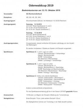 Ausschreibung Odenwaldcup 2019