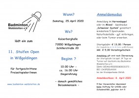 Ausschreibung 11. Stuifen Open