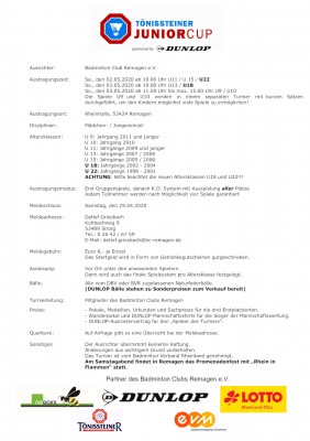 Ausschreibung 18. Tönissteiner Junior Cup