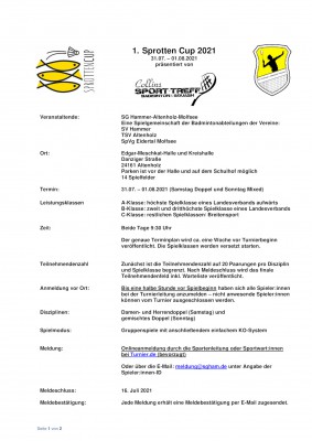 Ausschreibung 1. Sprotten Cup