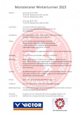 Ausschreibung Münsteraner Winterturnier 2023