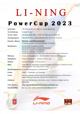 Ausschreibung LI - NING Power Cup 2023