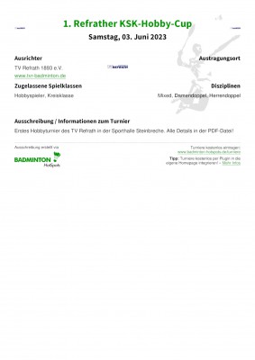 Ausschreibung 1. Refrather KSK-Hobby-Cup