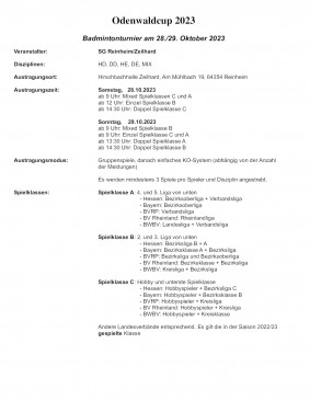 Ausschreibung Odenwaldcup 2023
