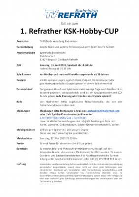 Ausschreibung 1. Refrather KSK-Hobby-Cup