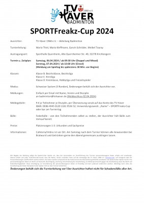 Ausschreibung SPORTFreakz-Cup 2024
