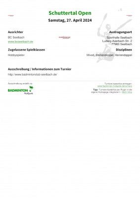 Ausschreibung Schuttertal Open
