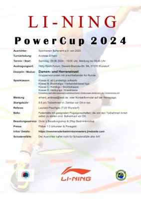 Ausschreibung LI-NING Power Cup 2024