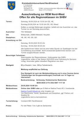 Ausschreibung REM 2024 Nord-West