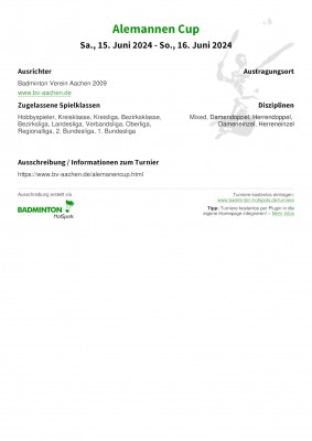 Ausschreibung Alemannen Cup