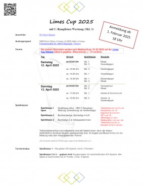 Ausschreibung Limes Cup 2025 (inkl. C-RLT HES O19 in Skl.1)