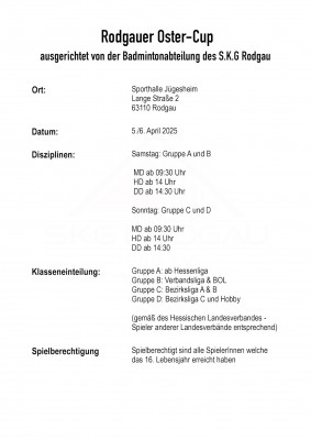 Ausschreibung Rodgauer Oster-Cup