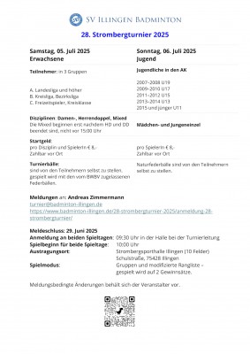 Ausschreibung 28. Strombergturnier Illingen