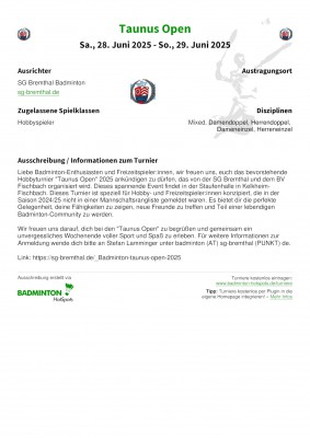 Ausschreibung Taunus Open